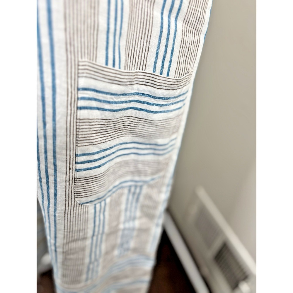 J. Jill‎ Love Linen S Striped Sleeveless  Maxi Linen Dress Pockets Coastal - Picture 4 of 11